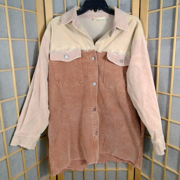 Berry N Cream Jackets & Blazers - Berry N Cream Two Tone Pink Corduroy Shacket Size M